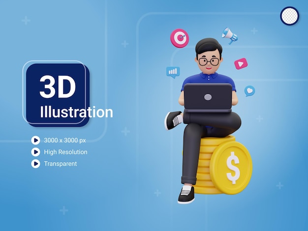 Ilustración de concepto de marketing digital 3d