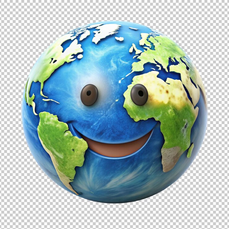 PSD ilustración del concepto de la tierra feliz aislada en un fondo transparente