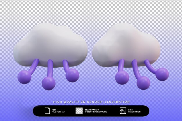 Ilustración de conjunto de computación en nube de procesamiento 3D aislado