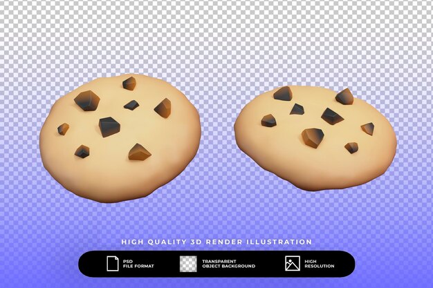 PSD ilustración de conjunto de galletas de render 3d aislado