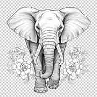 PSD ilustración del contorno de un elefante dibujado a mano png