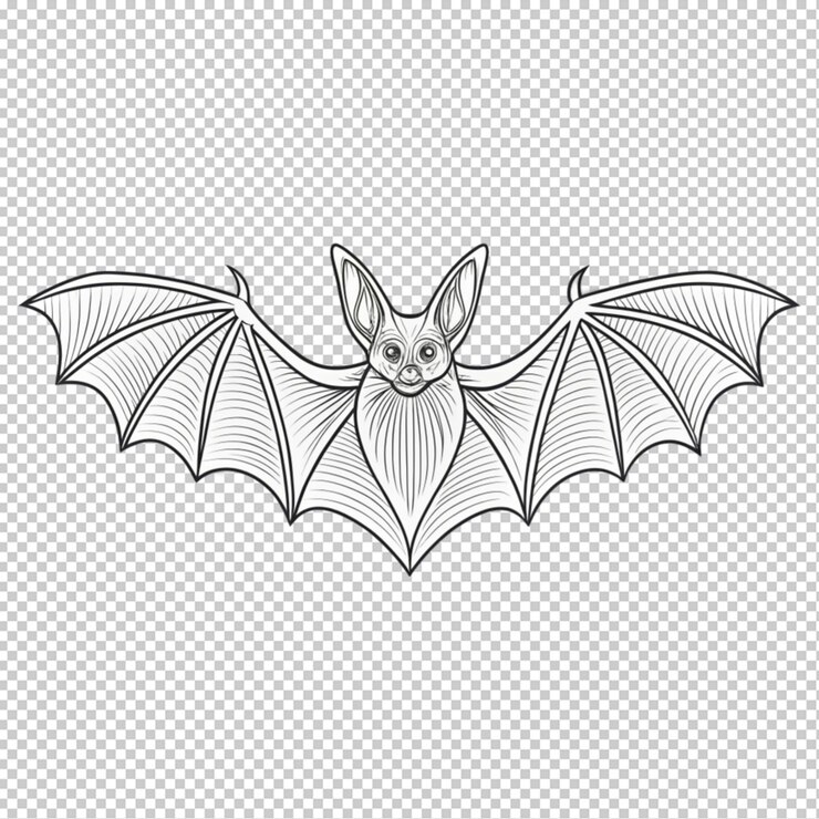 PSD ilustración del contorno del murciélago dibujada a mano en un fondo transparente