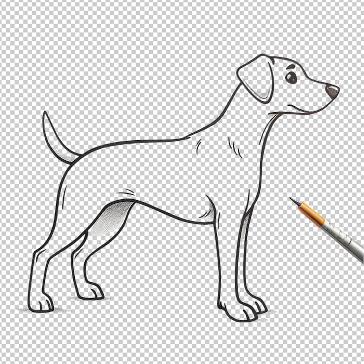 PSD ilustración del contorno del perro dibujada a mano