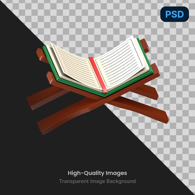 Ilustración de un Corán en 3D
