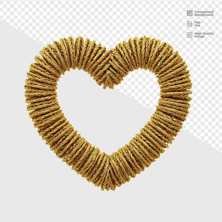 PSD ilustración del corazón de la cuerda de oro