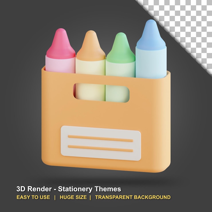 PSD ilustración de crayón 3d con fondo transparente