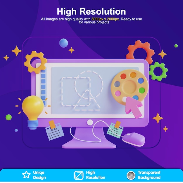 Ilustración de creatividad 3D - Software de diseño 3D de activos 3D