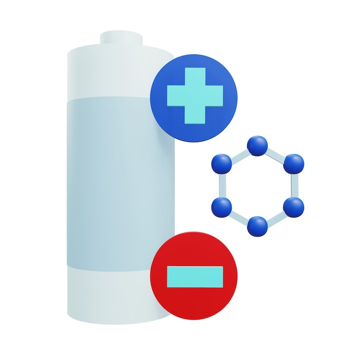 PSD ilustración d del icono de la nanotecnología de la batería
