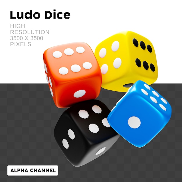 Ilustración de dados de ludo de renderizado 3D