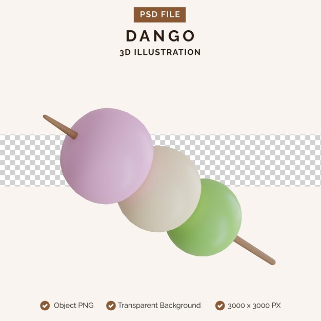 Ilustración de dango en 3D