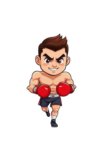 PSD ilustración deportiva plana al estilo de dibujos animados de un hombre lindo boxeando