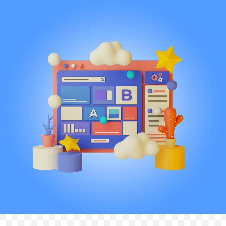 PSD ilustración de desarrollo web de renderizado 3d