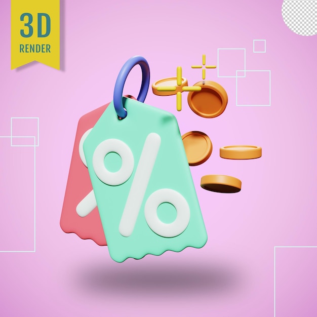 PSD ilustración de descuento 3d con fondo transparente