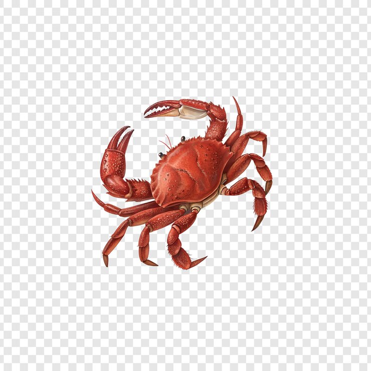 PSD ilustración detallada de un cangrejo rojo aislado sobre un fondo transparente