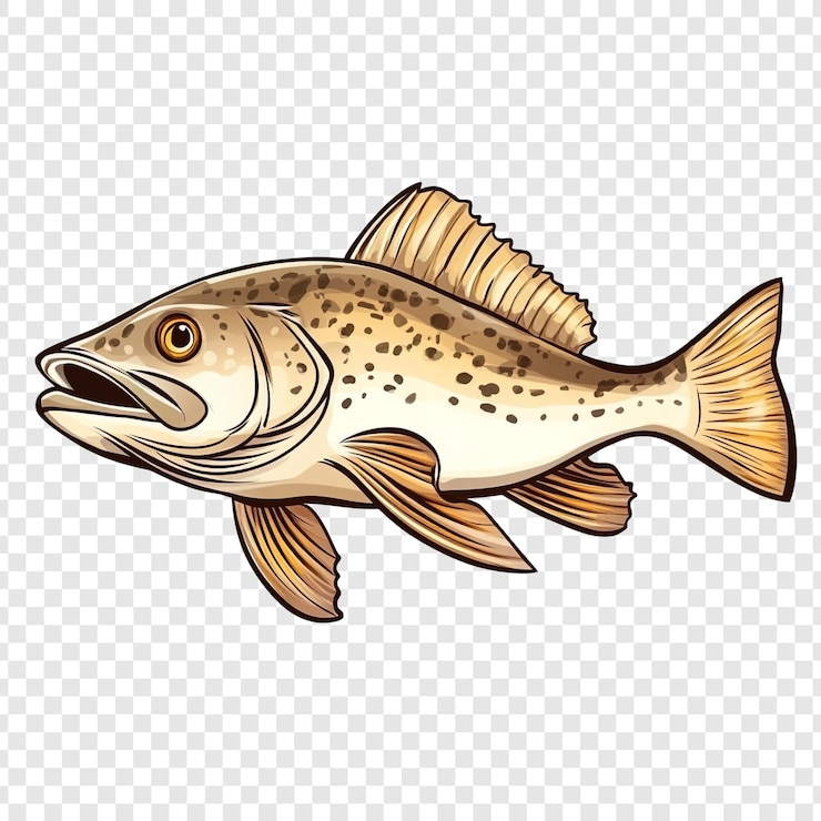 PSD ilustración detallada de una trucha de mar manchada