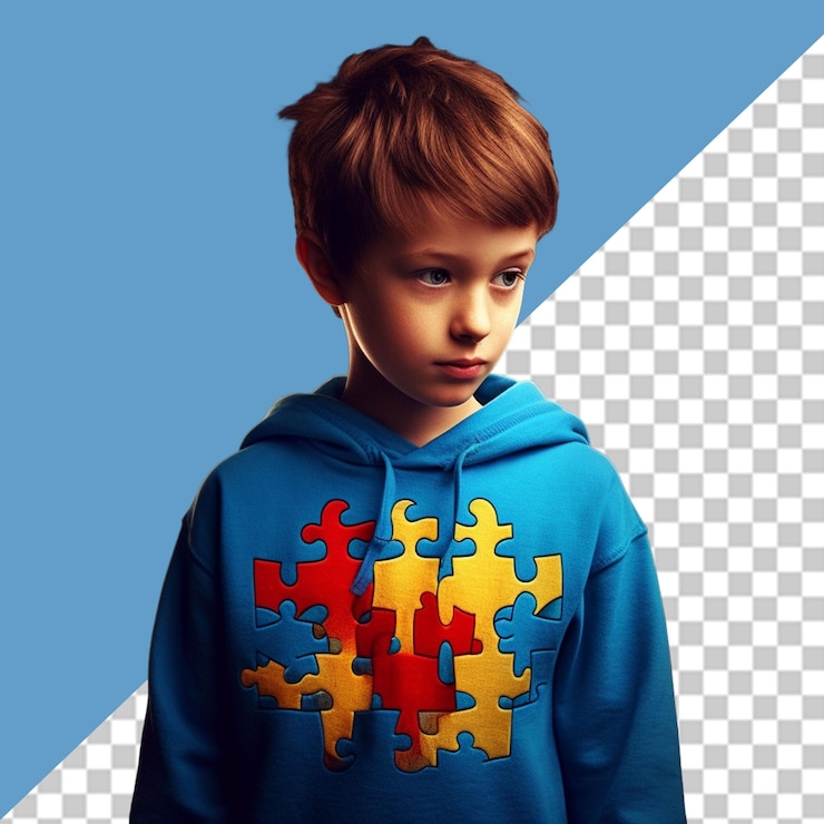 PSD ilustración del día de concienciación sobre el autismo en png