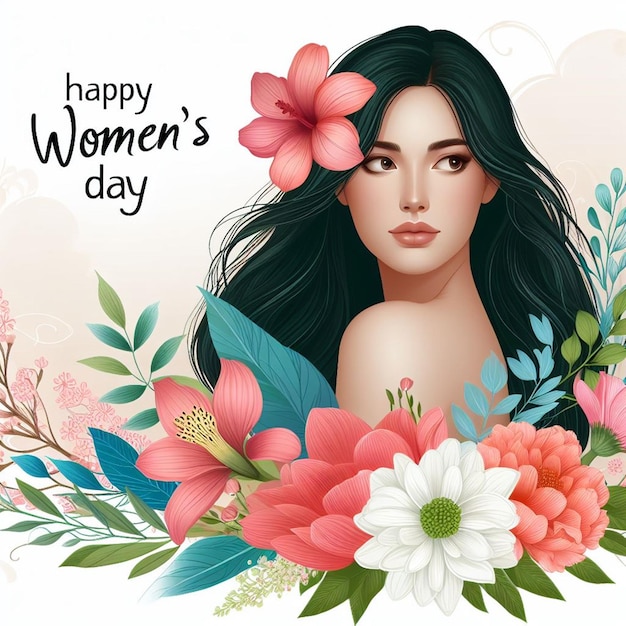 Ilustración del Día Internacional de la Mujer con flores