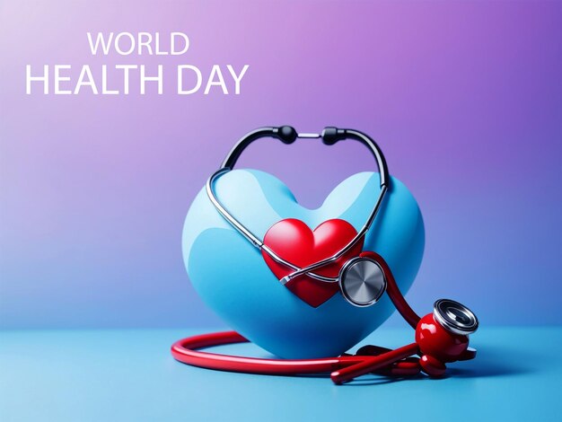 Ilustración del día mundial de la salud con tierra en forma de corazón y pulso