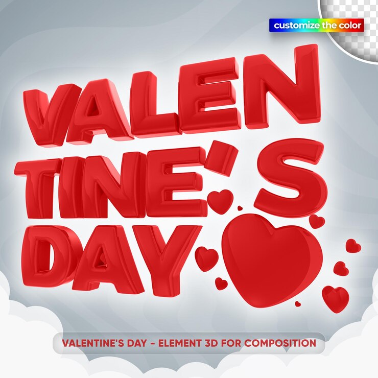 PSD ilustración del día de san valentín en maqueta de renderizado 3d