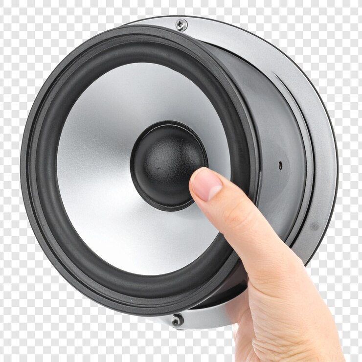PSD ilustración del diafragma del altavoz tocado con la mano