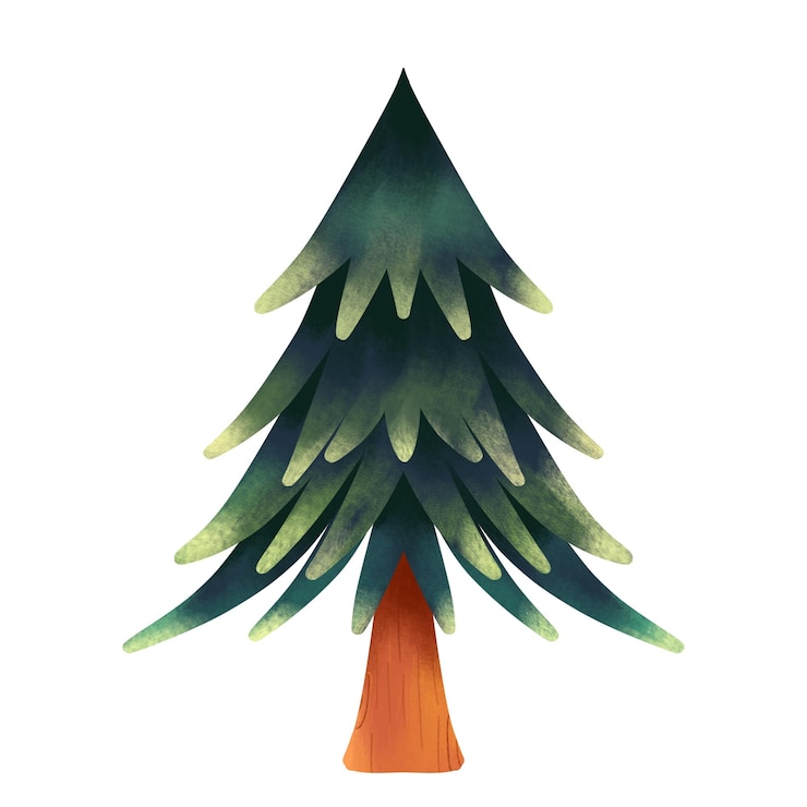 PSD ilustración dibujada a mano de árbol de navidad sin decoración árbol de pino con estilo artístico de dibujo texturizado