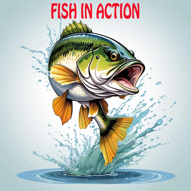 PSD ilustración dibujada a mano de pescado de boca grande