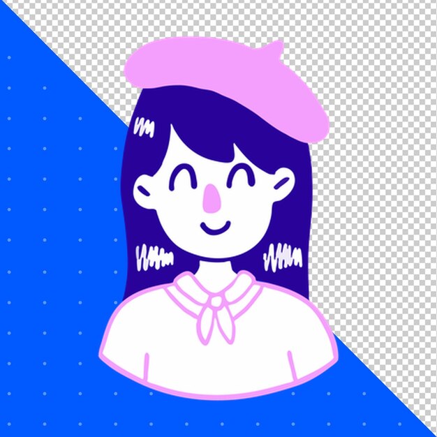 Ilustración dibujada a mano Vector plano de Humano para Avatares y Proyectos de Perfil PNG Transparente BG