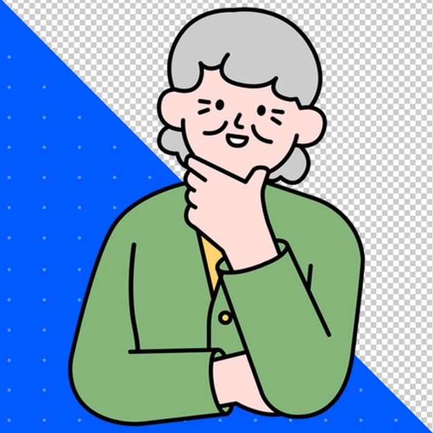 Ilustración dibujada a mano Vector plano de Humano para Avatares y Proyectos de Perfil PNG Transparente BG