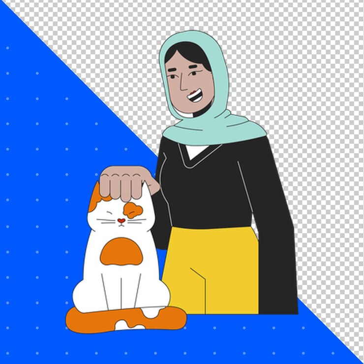 PSD ilustración dibujada a mano vector plano de humano para avatares y proyectos de perfil png transparente bg