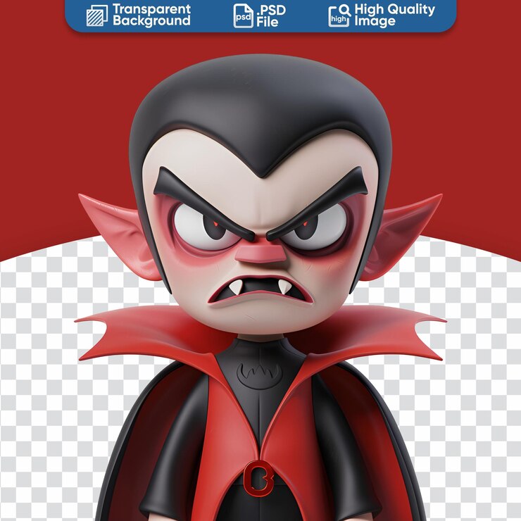 PSD ilustración de dibujos animados en 3d de un personaje de halloween vampiro enojado