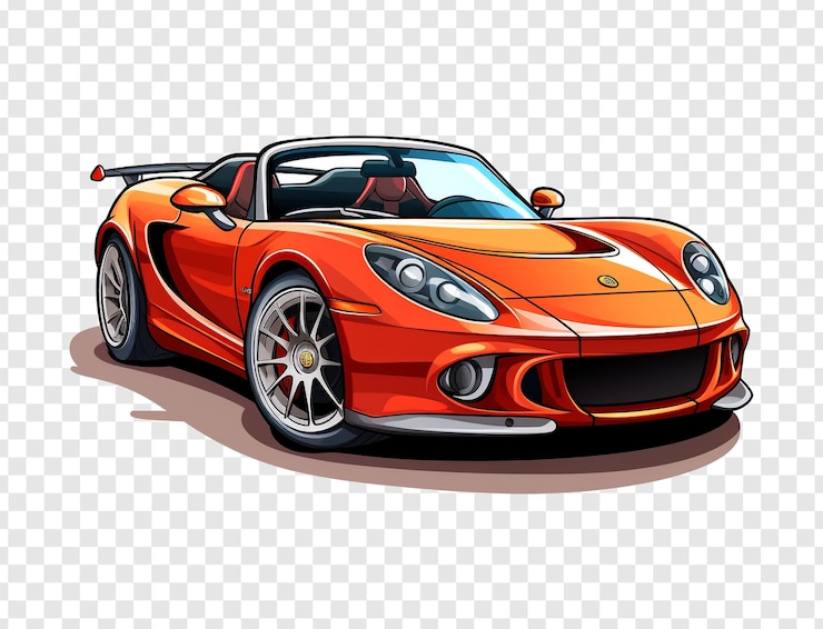 PSD ilustración de dibujos animados de un automóvil deportivo rojo aislado sobre un fondo transparente