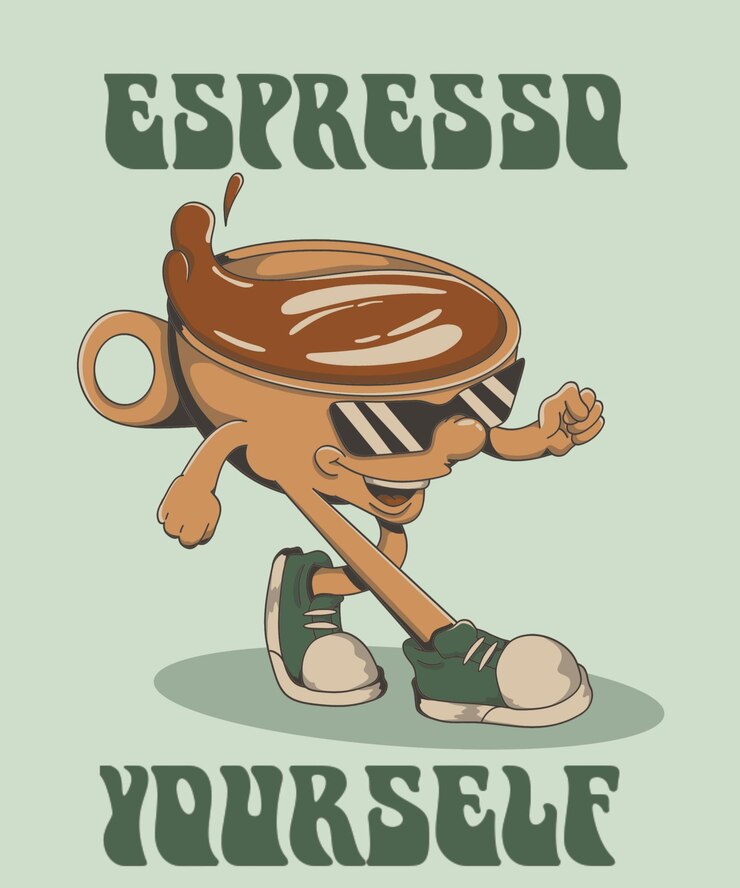 Ilustración de dibujos animados café espresso fresco