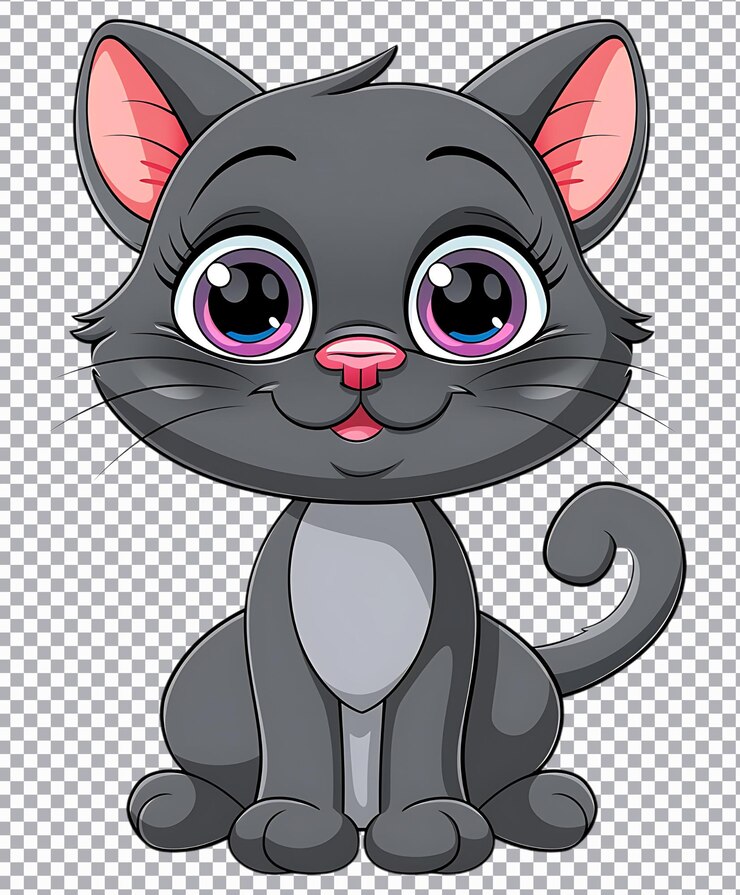 PSD ilustración de dibujos animados de gatos bonitos png aislados en fondo transparente