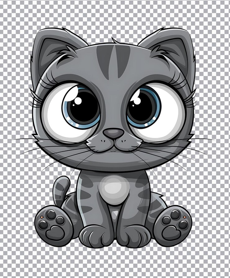 PSD ilustración de dibujos animados de gatos bonitos png aislados en fondo transparente
