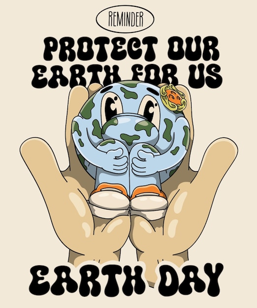 Ilustración de dibujos animados para proteger nuestra tierra para nosotros Día de la Tierra