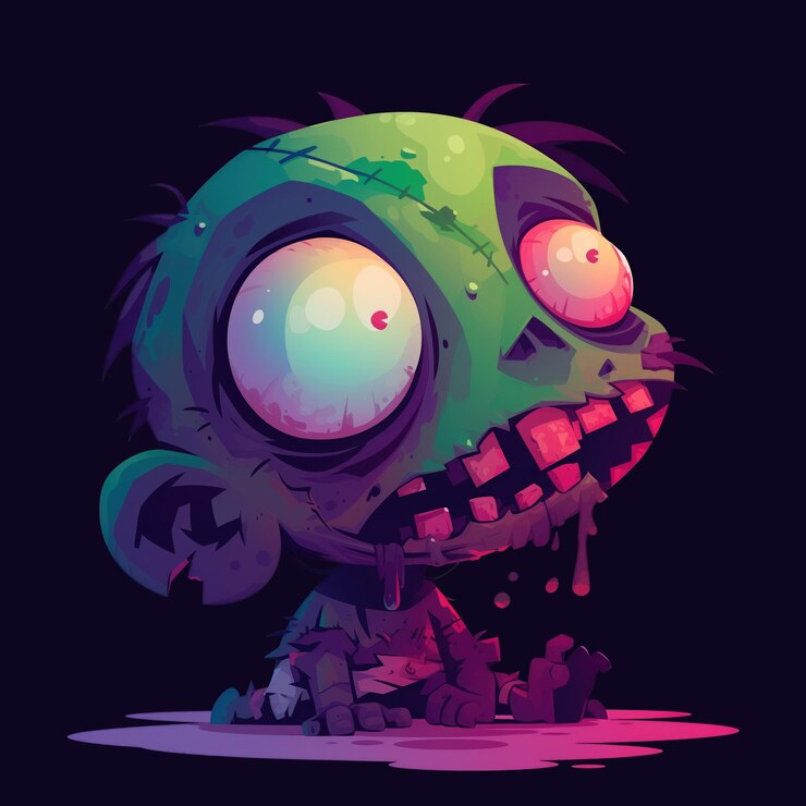 PSD ilustración de dibujos animados de zombies de terror