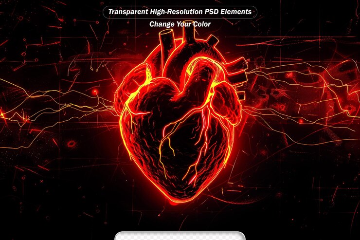 PSD ilustración digital de un corazón con fondo en color