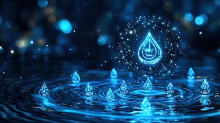 PSD ilustración digital de gotas de agua y salpicaduras