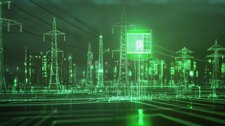 PSD ilustración digital de la red de energía verde