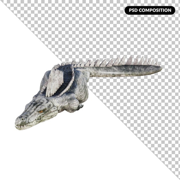 PSD ilustración de dinosaurio helligator 3d render