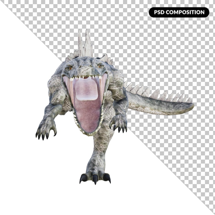 PSD ilustración de dinosaurio helligator 3d render