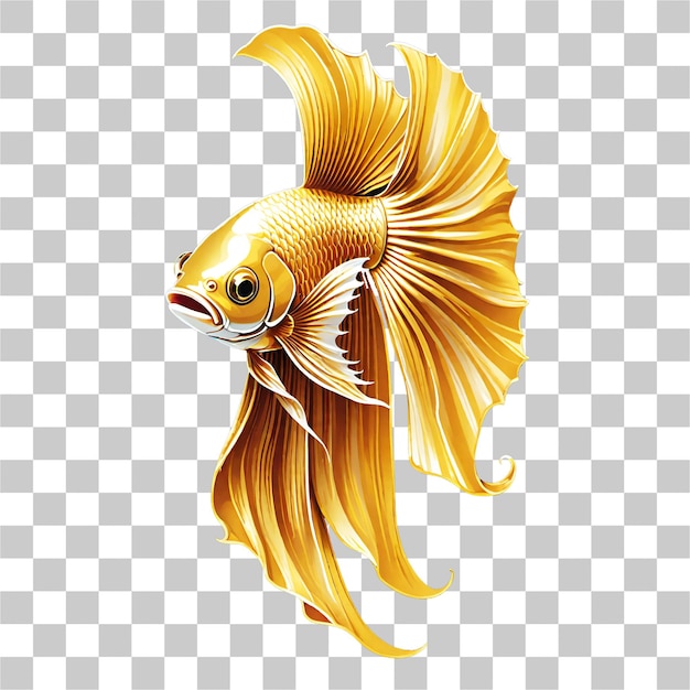 PSD ilustración de diseño de color super oro de pez betta en un fondo transparente