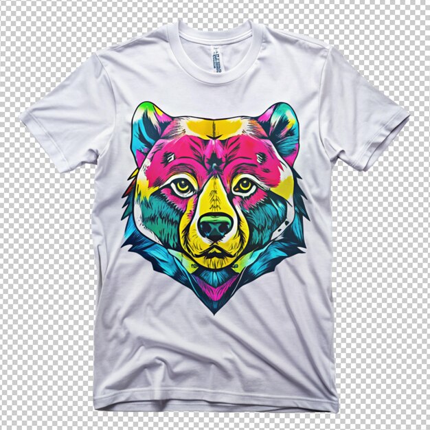 Ilustración de un diseño de oso en una camiseta sobre un fondo transparente