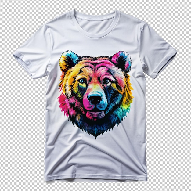 Ilustración de un diseño de oso en una camiseta sobre un fondo transparente