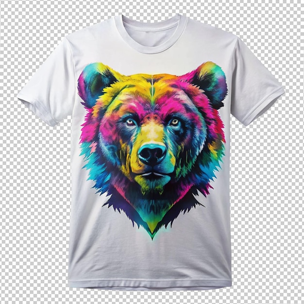 Ilustración de un diseño de oso en una camiseta sobre un fondo transparente