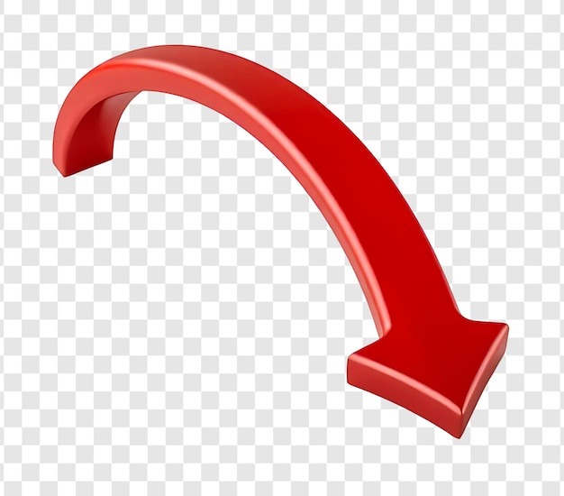 Ilustración de diseño vectorial de señal de flecha roja 3D en png transparente aislado en fondo blanco
