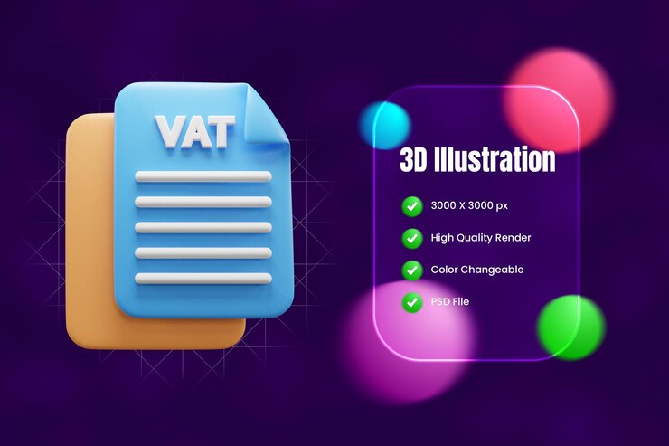 PSD ilustración del documento de impuesto empresarial 3d