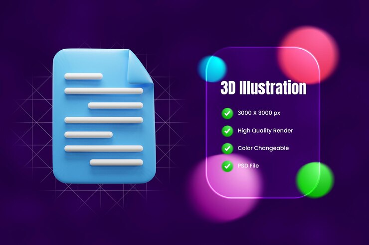 PSD ilustración del documento de negocios 3d