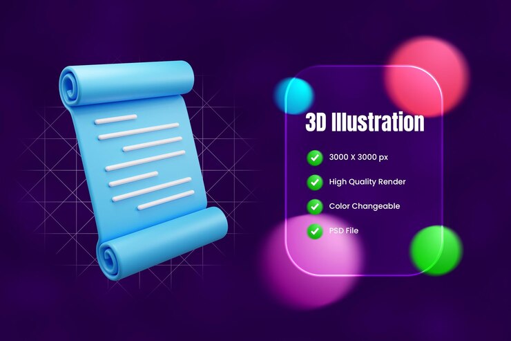 PSD ilustración del documento de negocios 3d