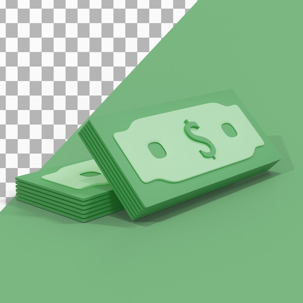 Ilustración de dólares de papel 3D fondo transparente
